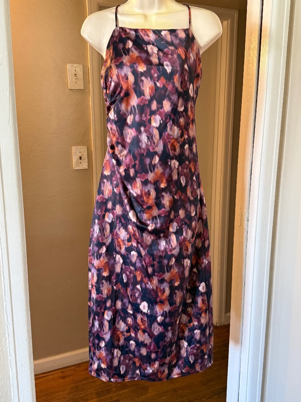 Jason Wu floral watercolor satin slip midi dress XS worn once